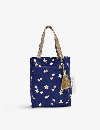 Star-print cotton tote gift bag