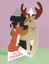 Reindeer fold-out Christmas card 17.2cm x 12.5cm