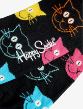 Cat graphic-print cotton-blend socks