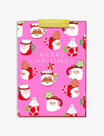 Festive mugs charity Christmas card pack of six