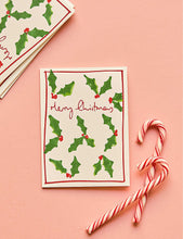 Holly Christmas cards set of 5 16x11cm