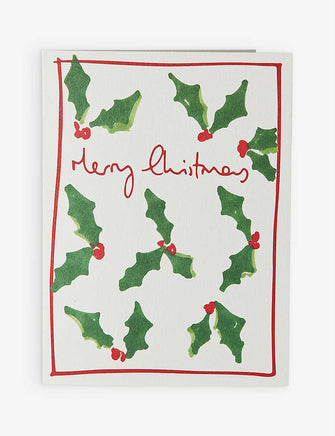 Holly Christmas cards set of 5 16x11cm