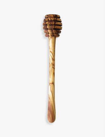 Grained olive-wood honey dipper 19cm