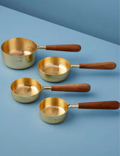 Logo-engraved stainless-steel and wood measuring cups set of four