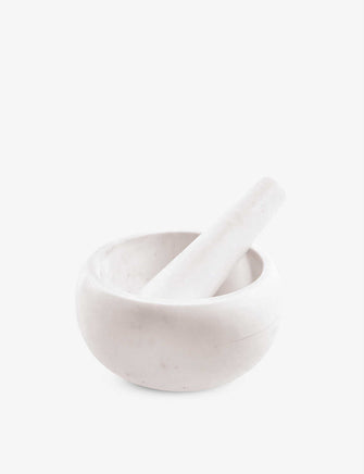 Rounded marble mortar and pestle set