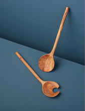 Crescent olive-wood serving spoon set of two