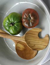 Crescent olive-wood serving spoon set of two