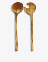 Crescent olive-wood serving spoon set of two