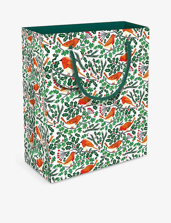 Robins And Holly medium Christmas gift bag 23cm