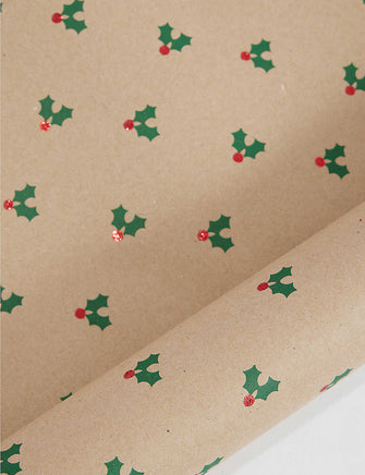 Holly graphic-print recycled wrapping paper 2m
