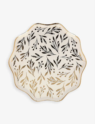 Meri Meri gold foil-detail paper side plates pack of eight