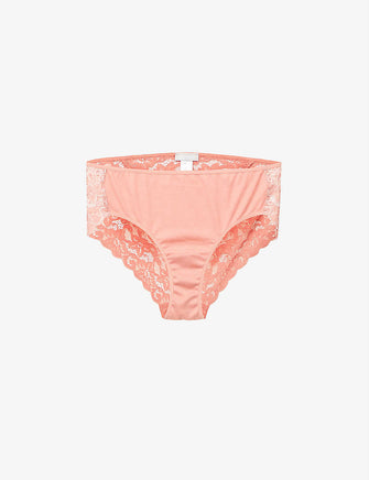 Moments mid-rise lace and cotton briefs