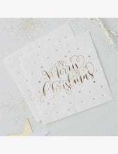 Merry Christmas foiled paper napkins pack of 20