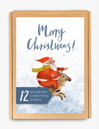 Christmas Scenes illustrated-print pack of 12 Christmas cards 10.5cm x 14.8cm