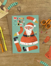 Father Xmas split-pin puppet Christmas card 21cm x 14.8cm