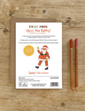 Father Xmas split-pin puppet Christmas card 21cm x 14.8cm