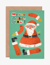 Father Xmas split-pin puppet Christmas card 21cm x 14.8cm