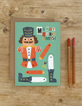 Nutcracker split-pin puppet Christmas card 21cm x 14.8cm