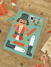 Nutcracker split-pin puppet Christmas card 21cm x 14.8cm