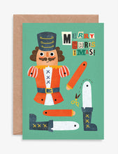 Nutcracker split-pin puppet Christmas card 21cm x 14.8cm