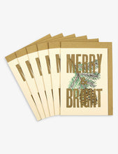 Merry & Bright handmade letterpress Christmas cards pack of six