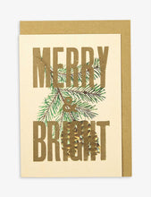 Merry & Bright handmade letterpress Christmas cards pack of six