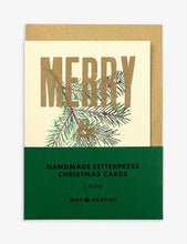 Merry & Bright handmade letterpress Christmas cards pack of six