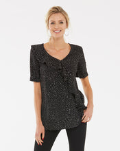 Spot Print Frill Front Blouse