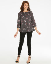 Dark Grey Floral Blouse With V Back