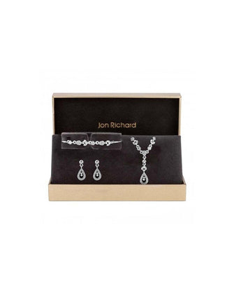 Silver Crystal Floral Trio Set