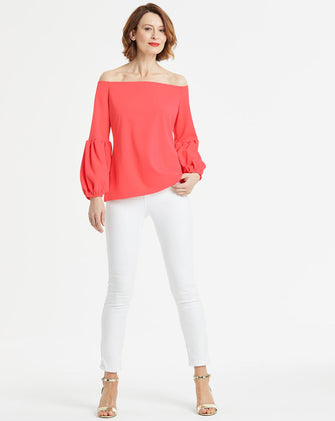 Balloon Sleeve Bardot Top