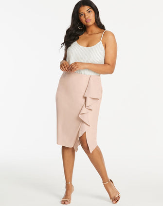 Coast PU Ruffle Pencil Skirt