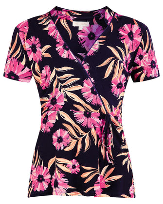 Monsoon Floral Print Wrap Jersey Top