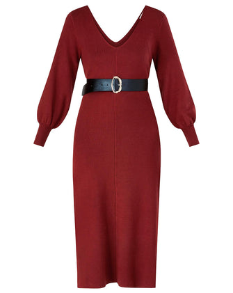 Monsoon V-Neck Belted Knit Maxi Dress