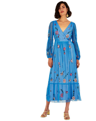 Monsoon Hattie Embellished Wrap Dress