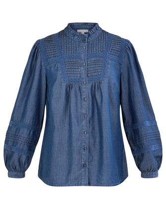 Monsoon Lace Insert Denim Blouse