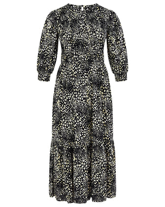 Monsoon Allie Animal Print Shirred Dress