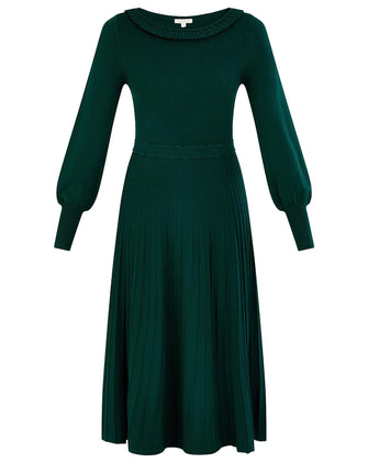 Monsoon Pleat Trim Slash Neck Midi Dress