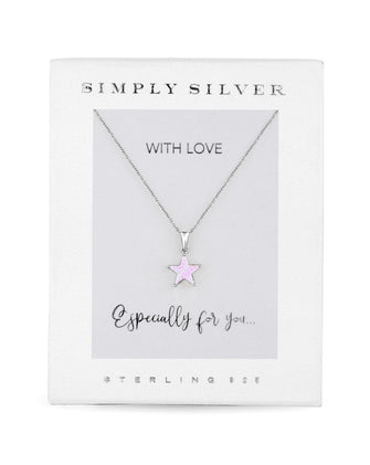 Simply Silver Sterling Silver 925 Opal Star Necklace - Gift Boxed