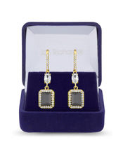 Jon Richard Gold Jet Cubic Zirconia Stone Emerald Cut Drop Earrings - Gift Boxed