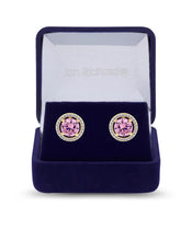 Jon Richard Rose Gold Pink Cubic Zirconia Large Solitaire Earrings - Gift Boxed