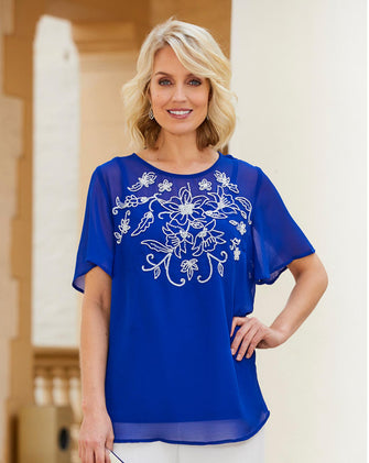 Nightingales Cobalt Embellished Blouse