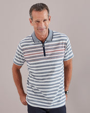 Stripe Short Sleeve Zip Neck Polo Shirt Regular