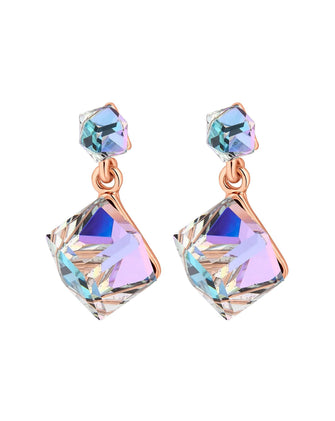 Jon Richard Rose Gold Plated Cube Earrings embellished with Swarovski Crystals