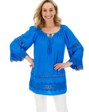 Blue Embroidered Insert Bardot Tunic