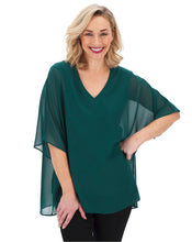 Bottle Green V Neck Jersey Lined Blouse