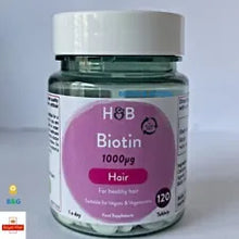 Holland & Barrett Biotin 1000ug 120 Tablets For Healthy Hair Skin Nails Vegan