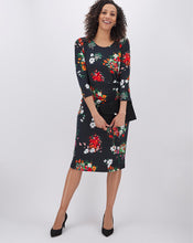 Black Floral Ruched Side Dress