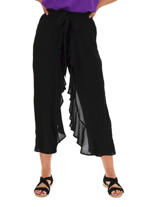 Crinkle Wrap Crop Trousers