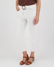 Ecru Belted Crop Wide Leg Jeans